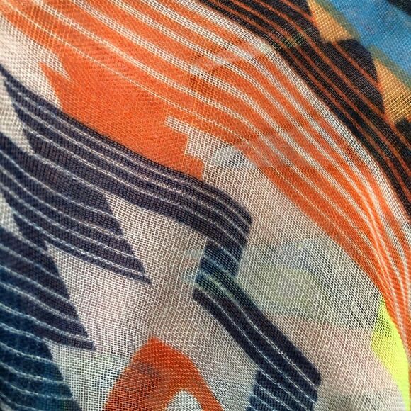 Aztec Pattern Infinity Lightweight Scarf Wrap Orange blue lime - Picture 6 of 7